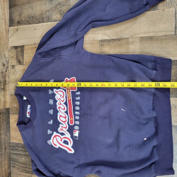 Atlanta Braves Baseball Crewneck Sweater MLB Vintage 90s Majestic Mens‎ Large - Picture 9 of 9